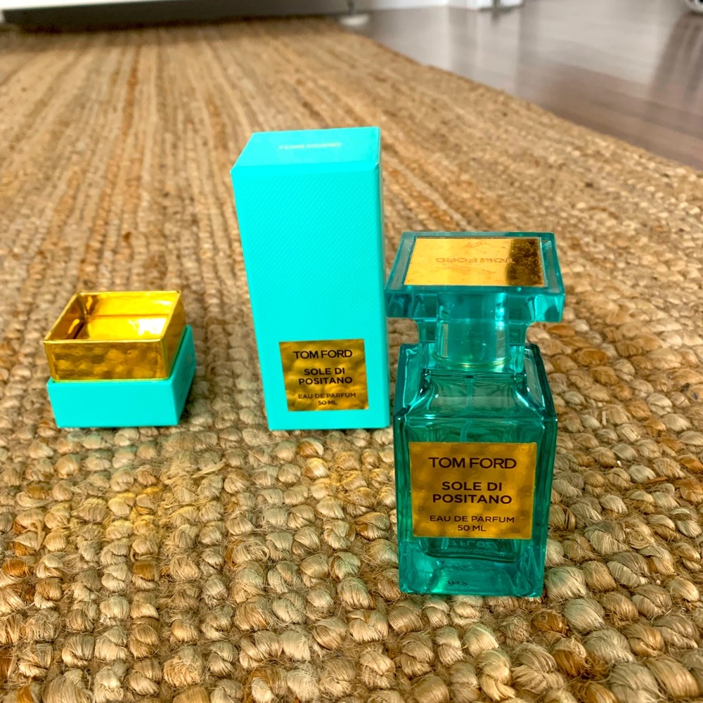 Empty Tom Ford Sole Di Positano bottle and box